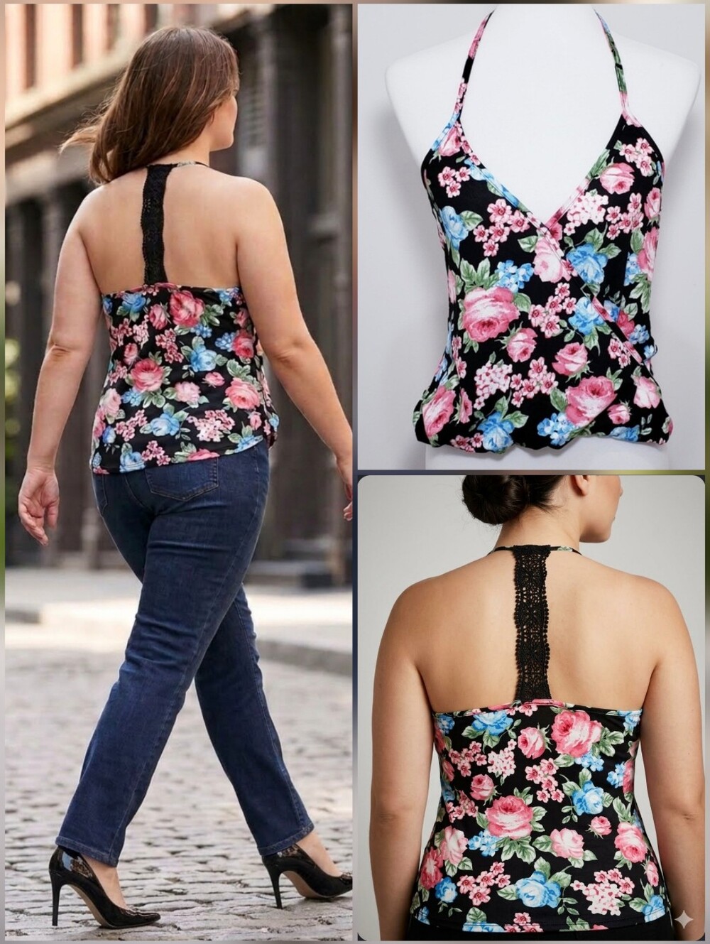 💚💚PERSAYA lace racerback top 🤍Size Large *NEW!